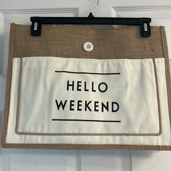 Burlap tote bag with a front pocket - Picture 1 of 2